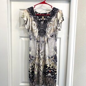 Apt. 9 Black and Cream Artistic Midi Dress